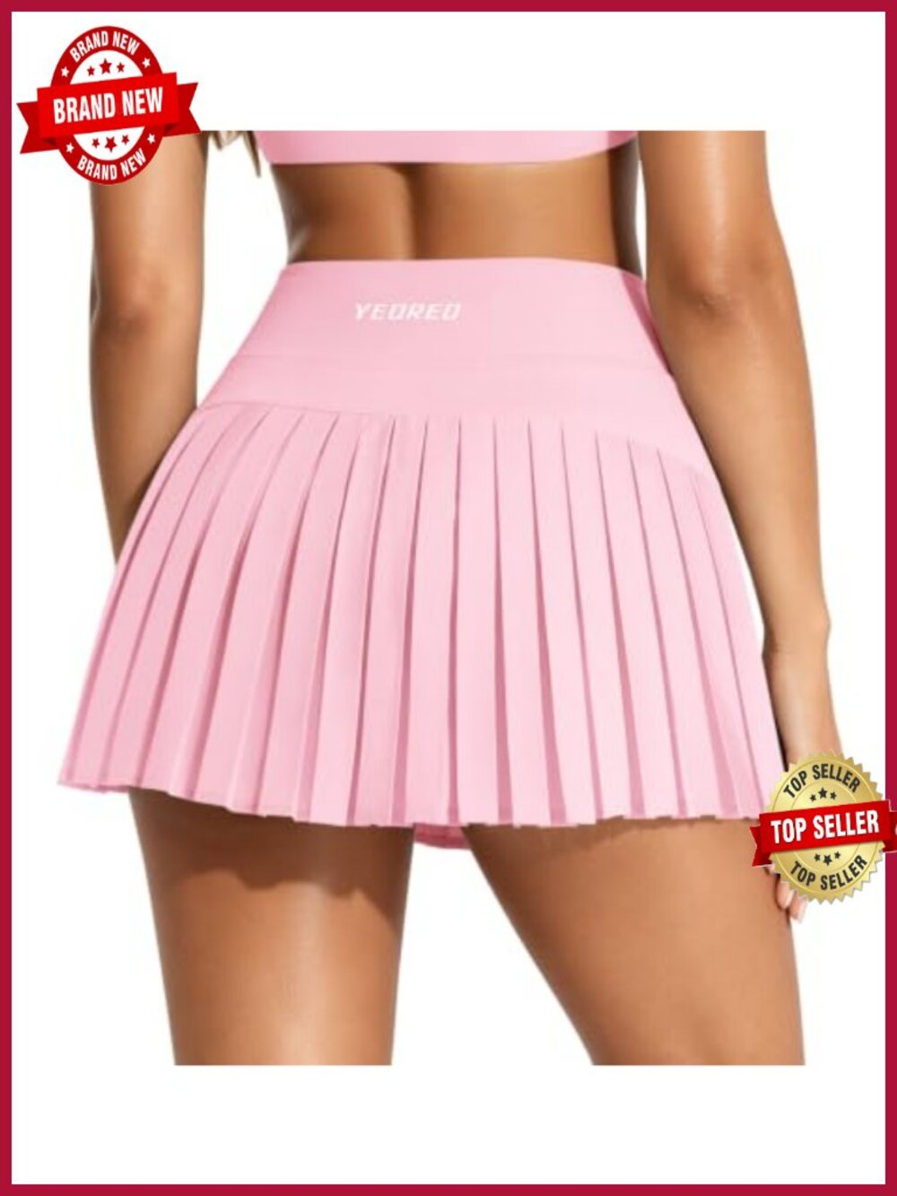 Womens Pleated Tennis Skort with Built-in Shorts and Pockets